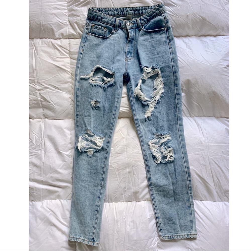Shein‎ XS distressed straight leg cropped jeans